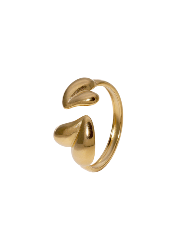 Ring 2 hartjes goud