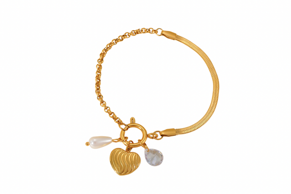 Armband 3 charms heart