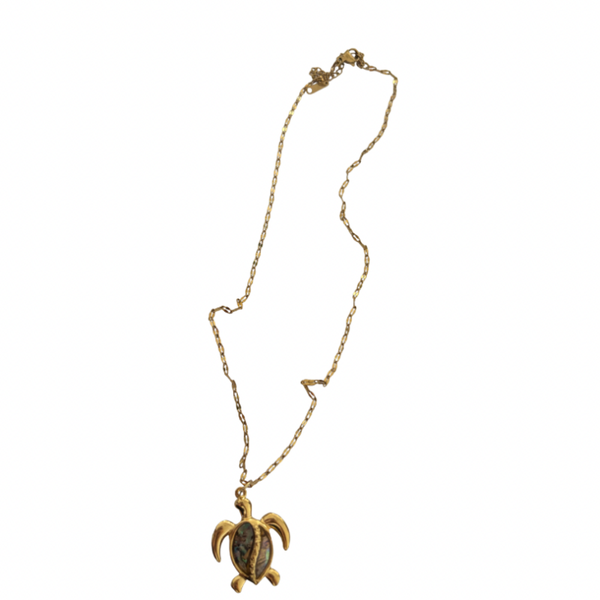 Ketting schildpad groen - goud