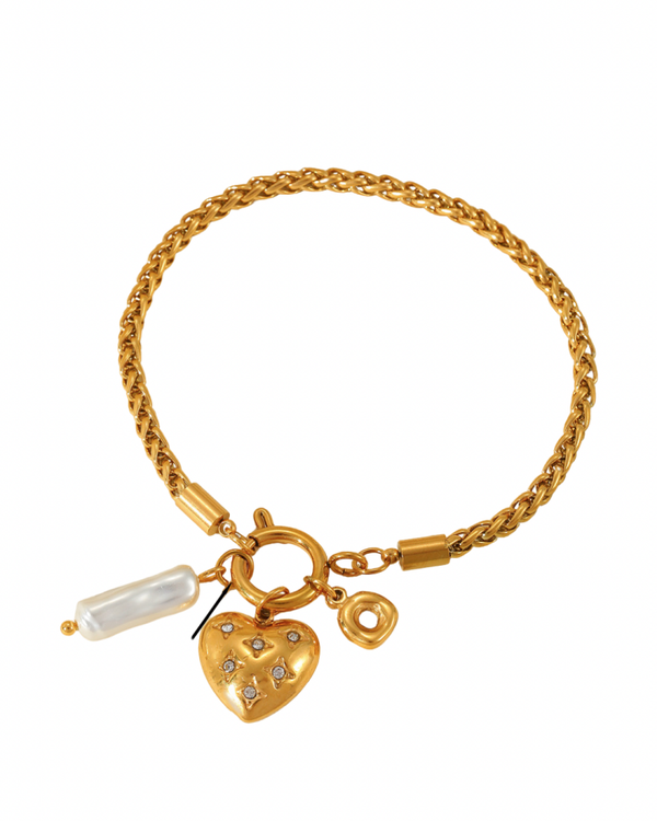 Armband 3 charms glitterheart