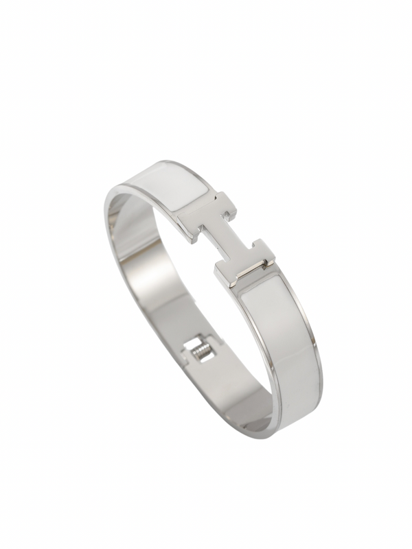 Bangle H Zilver met wit