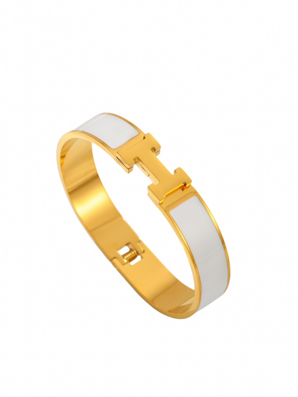 Bangle H wit met goud
