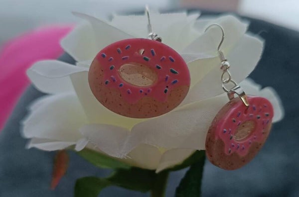 Donut oorringen roze