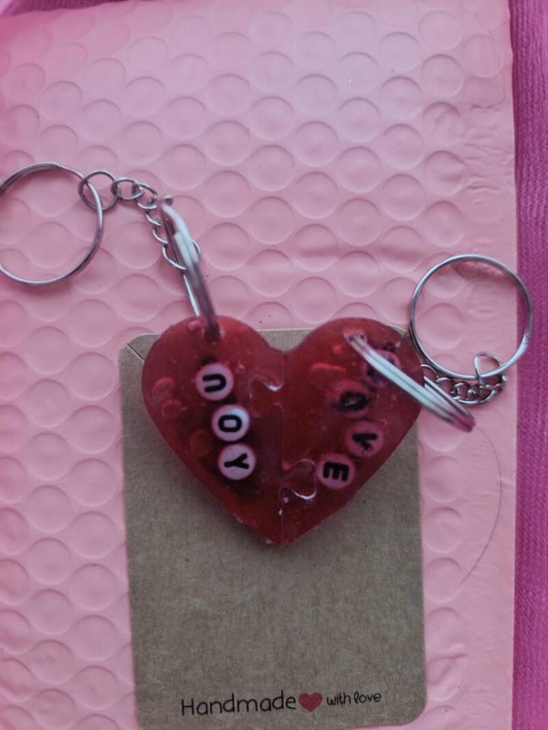 2 halve hartjes sleutelhanger