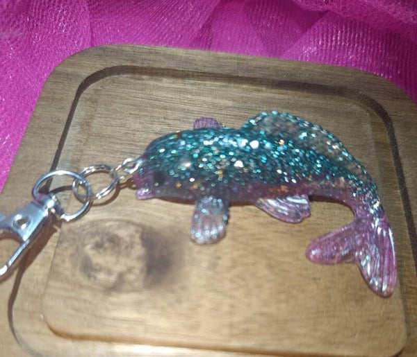 Groene glitter Koi vis sleutelhanger