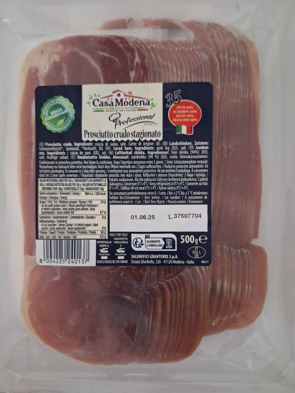 JAMBON SEC ITALIEN 500GRS barquette de 35 tranches