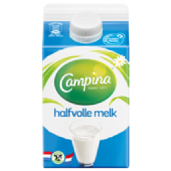 campina, halfvolle melk, half liter