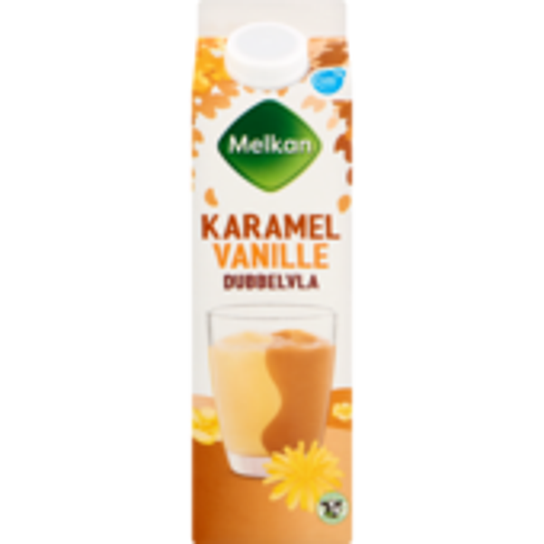 melkan, dubbel vla, karamel-vanille, liter