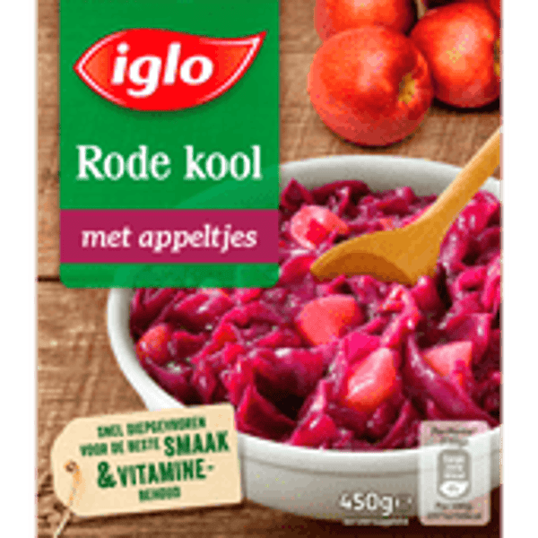iglo rode kool met appel deelblokjes pak 450 gram