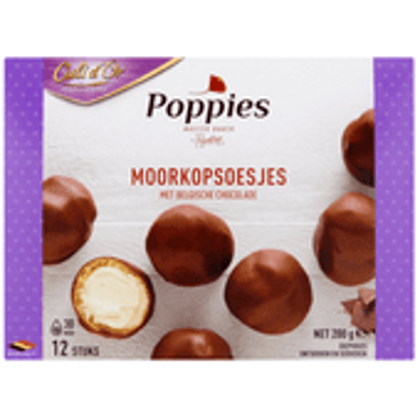 poppies slagroomsoesjes in chocolade 200 gram