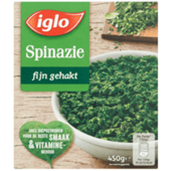 iglo gehakte spinazie deelblokjes 450 gram