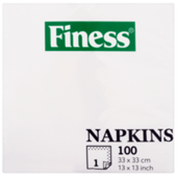 finess, servetten, enkellaags wit, 100 stuks