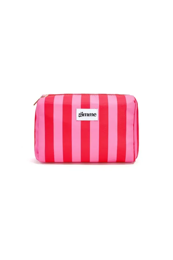 Make-up tasje stripe rood-roze