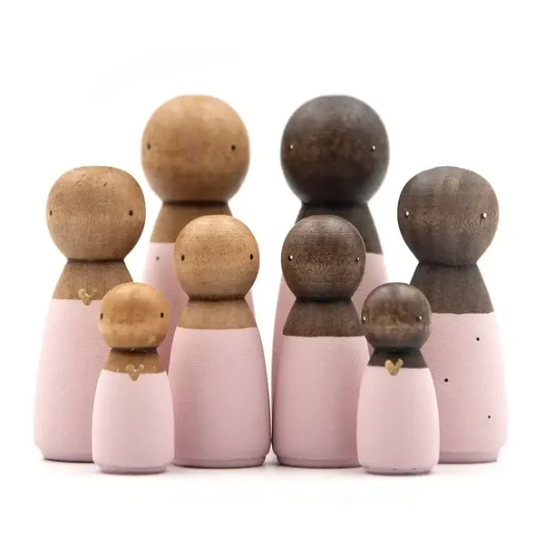 Sweet Petite Jolie BASIC Houten getinte pop vrouw/meisje lichtroze