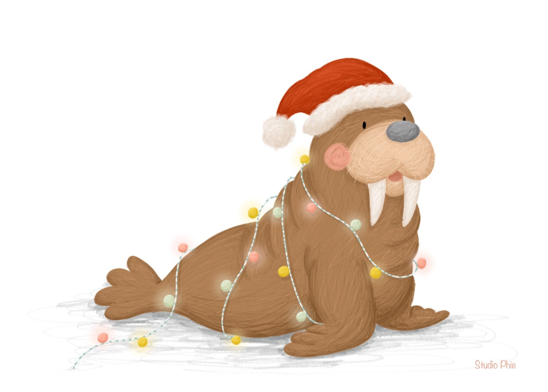 Studio Phie - Kaart zeehond kerstmuts