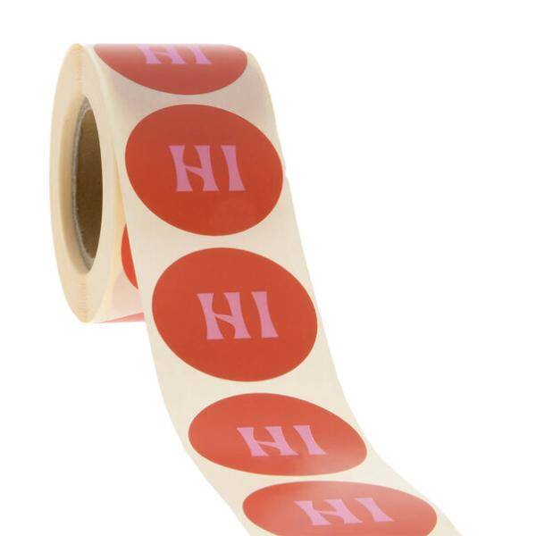 Rotim Stickers "Hi" Roze-Rood 40mm (10 stuks)