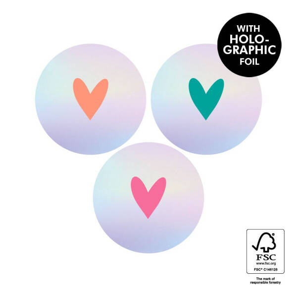 Stickers Multi Heart Holographic 35mm (10 stuks)