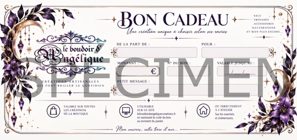 Bon cadeau du Boudoir d'Angélique - Créations artisanales