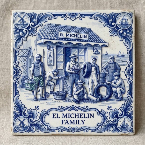 DELFS BLEU CERAMIC TILE "EL MICHELIN FAMILY " 15x15 CM