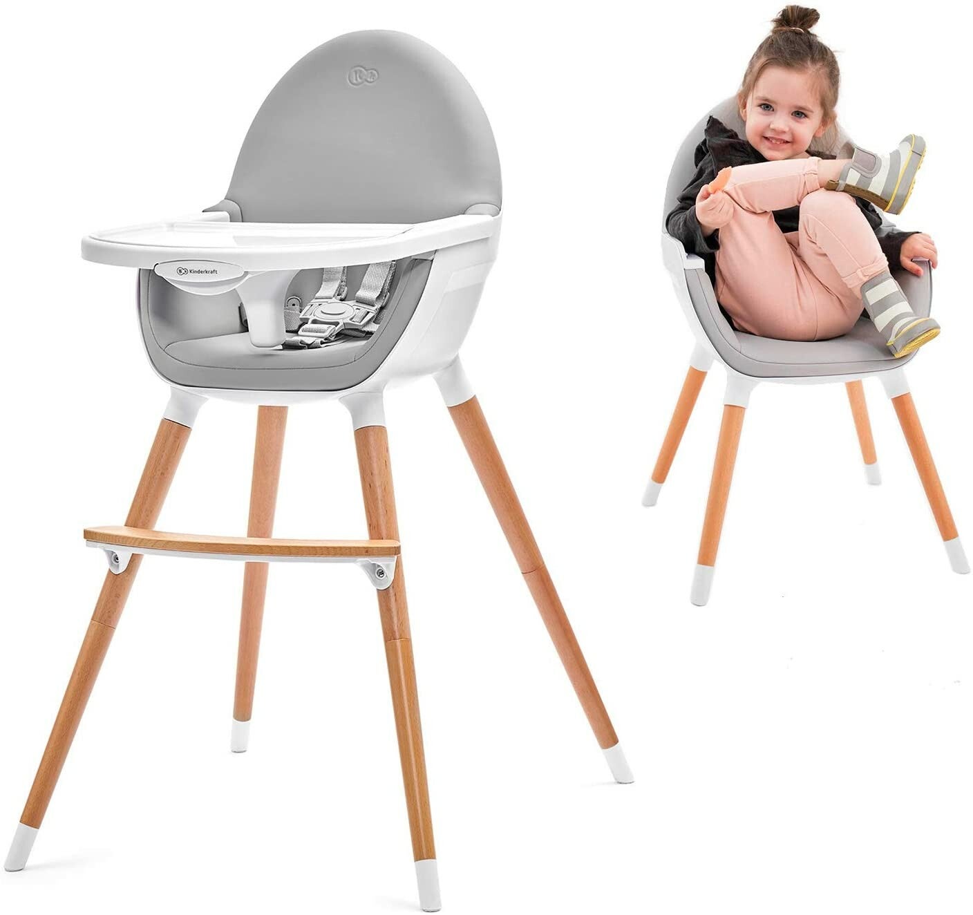 Kinderkraft 2-in-1 hoge kinderstoel FINI,