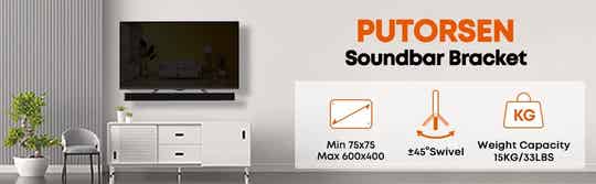 Soundbar houder universeel voor montage onder tv, voor 23-65 inch tv, voor de soundbars tot 15 kg, eenvoudige montage,