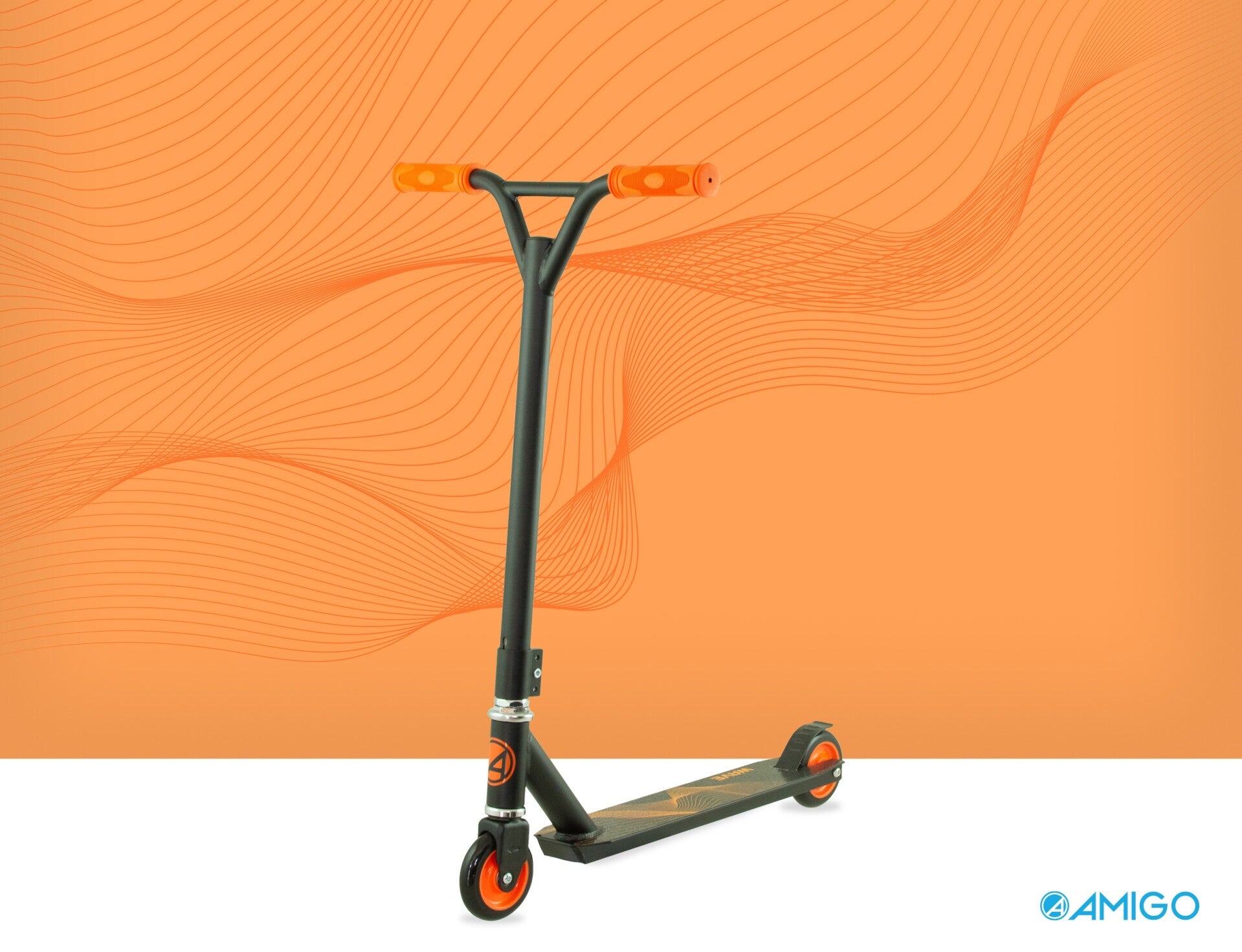 AMIGO Wave stuntstep Junior Voetrem Zwart/Oranje