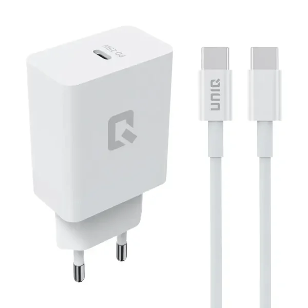 TUNIQ Snellader PD 25W Adapter met USB Type-C kabel - Wit