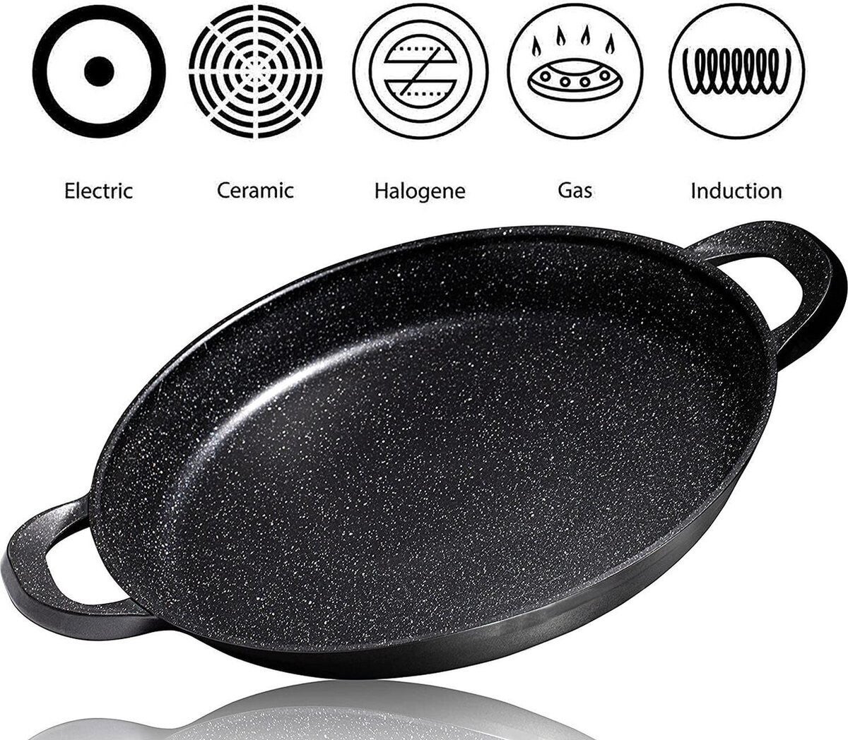 Paella pan Ø 32 cm - | Professional antiaanbaklaag Met afneembare siliconen handvatten.