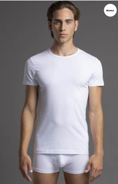 Maglia mezza manica cotone elasticizzato girocollo