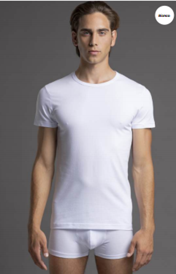 Maglia mezza manica cotone elasticizzato girocollo