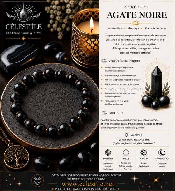 Bracelet Agate Noire