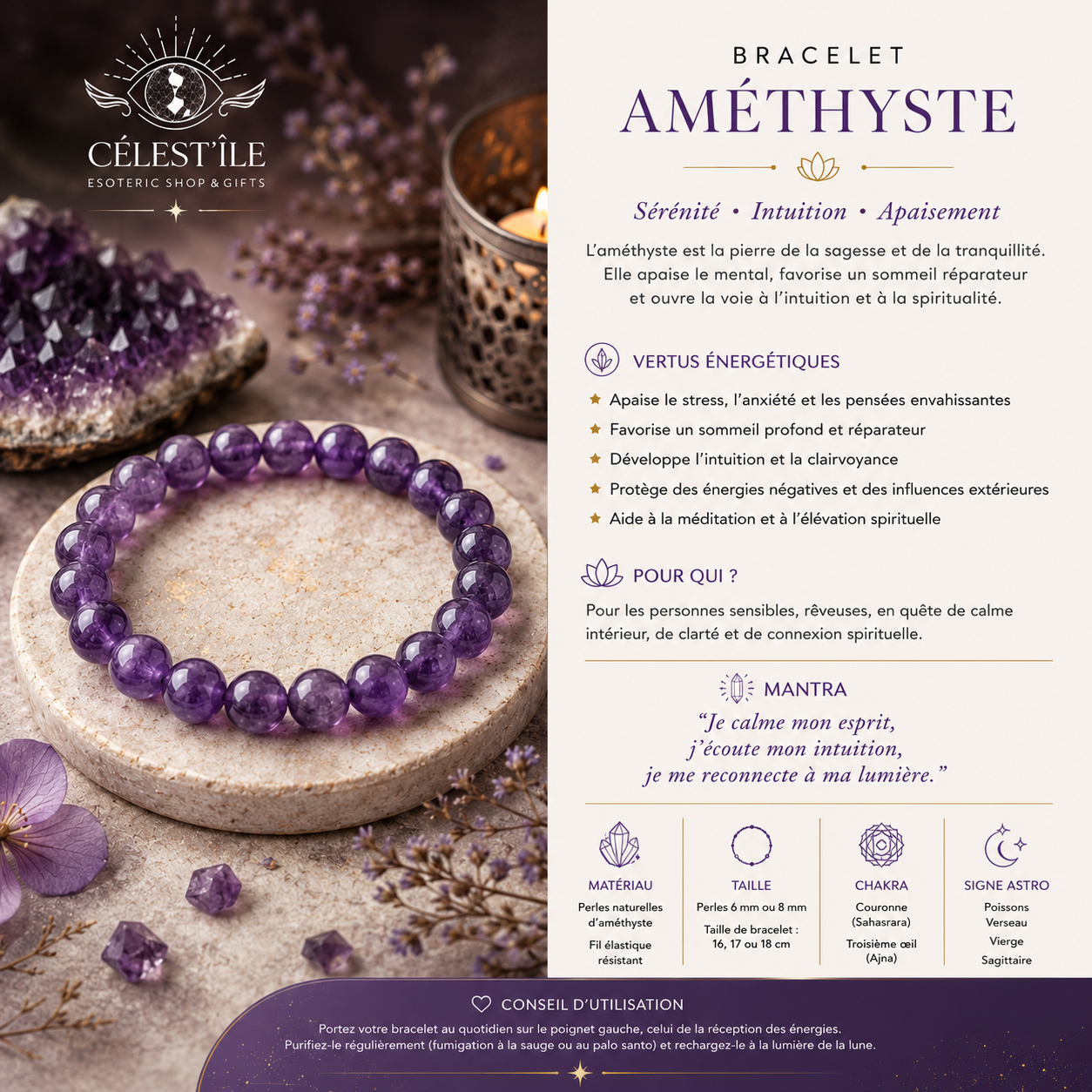 bracelet améthyste