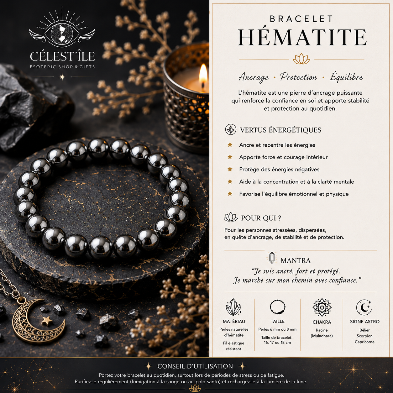 bracelet hématite