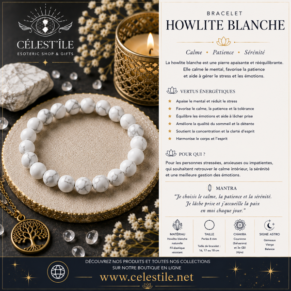 bracelet howlite blanche