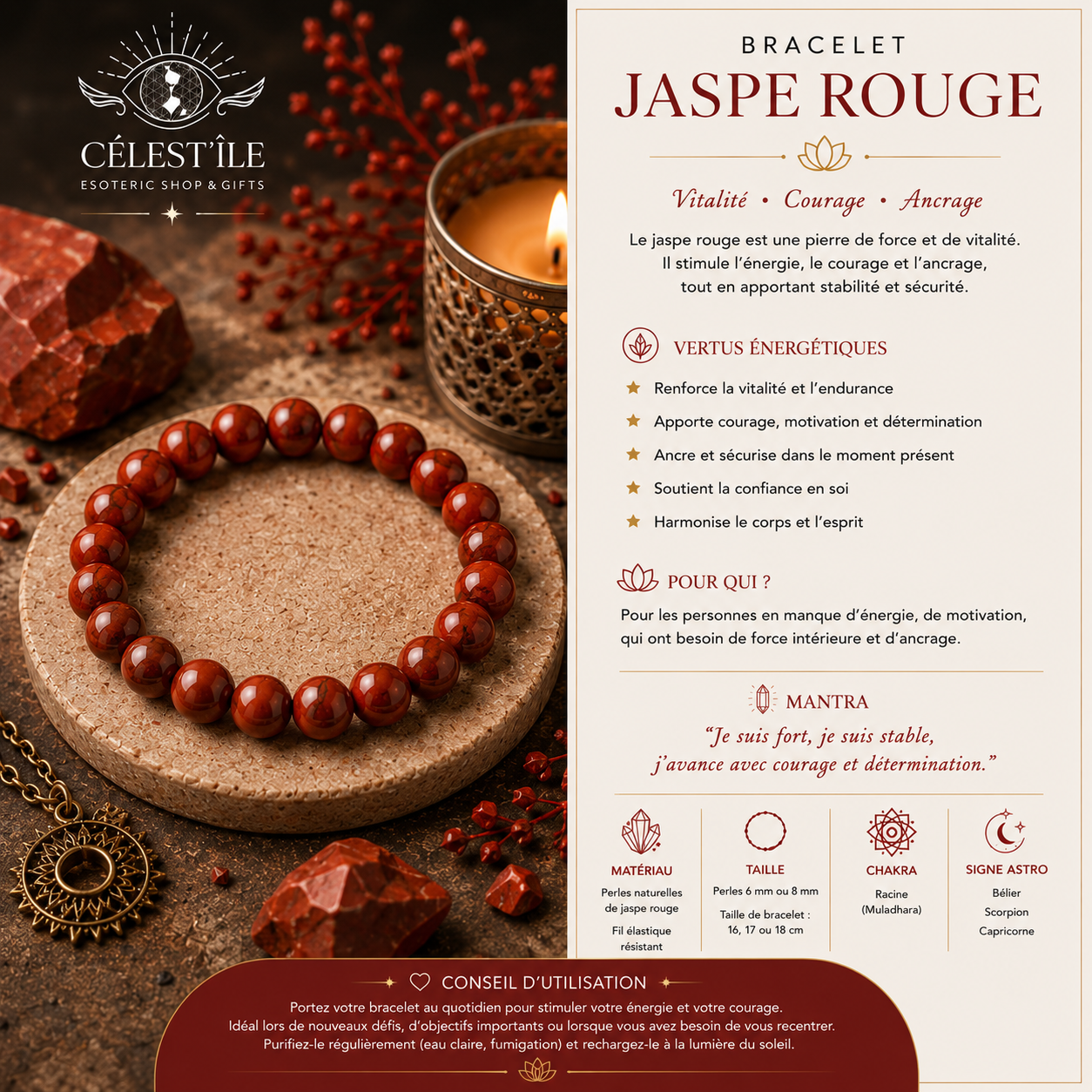 bracelet jaspe rouge