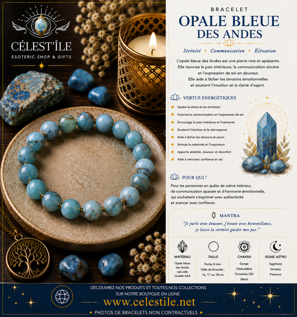 Bracelet Opale Bleue des Andes 6mm