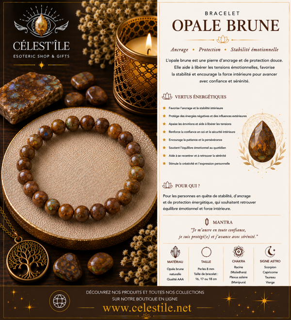 Bracelet Opale Brune 6mm