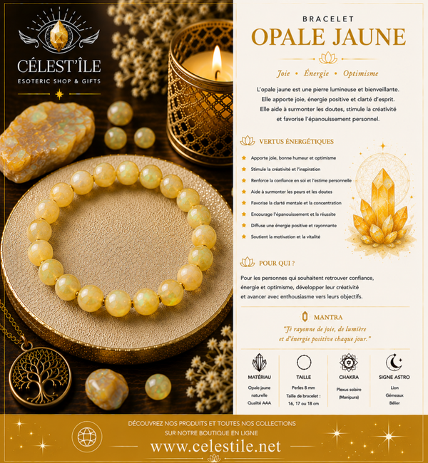 Bracelet Opale Jaune 6mm