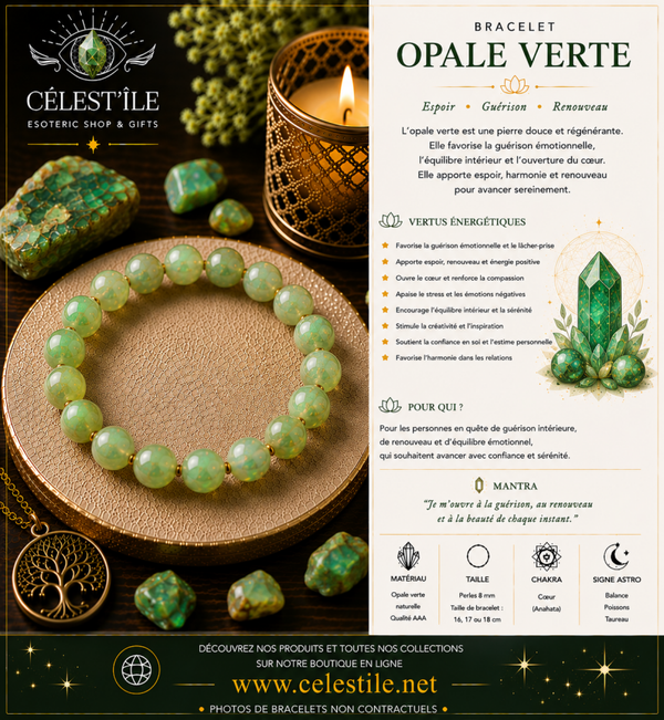 Bracelet Opale Verte 6mm