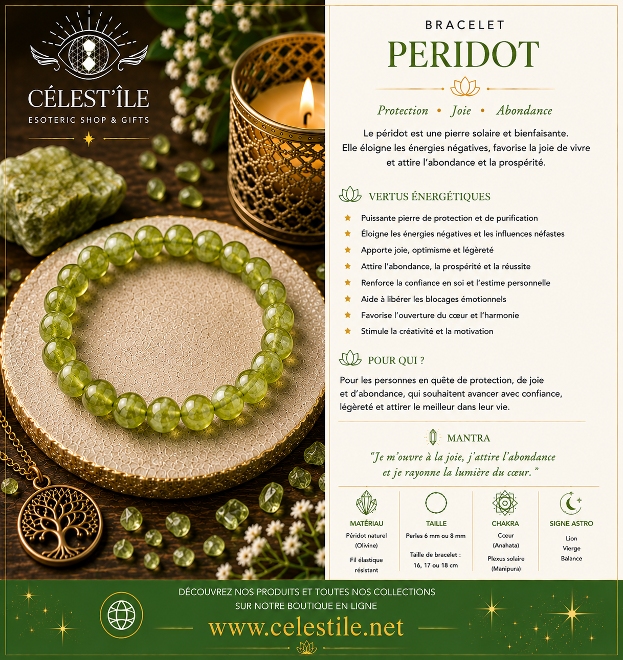 bracelet peridot (baroque)