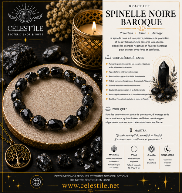 bracelet spinelle noire baroque