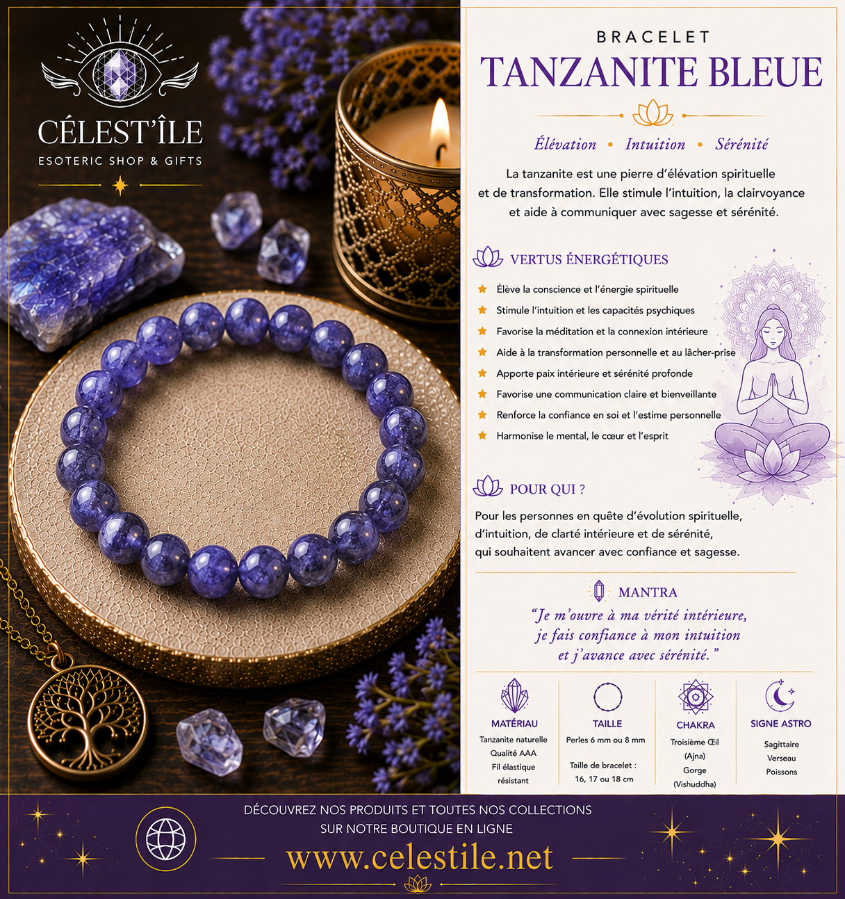 bracelet tanzanite bleue