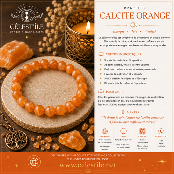 bracelet calcite orange 6mm