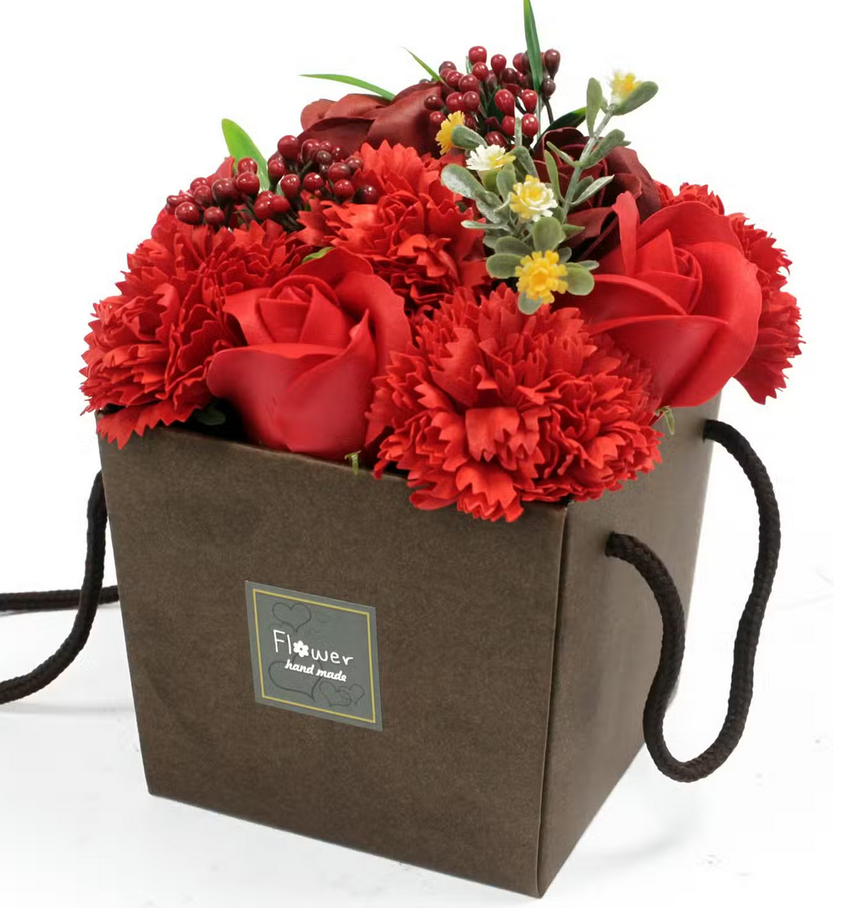 Bouquet de Fleurs de Bain – Roses & Œillets Rouges
