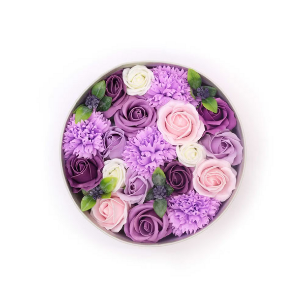 Boîte Ronde de Fleurs de Bain – Lavande Rose & Œillet
