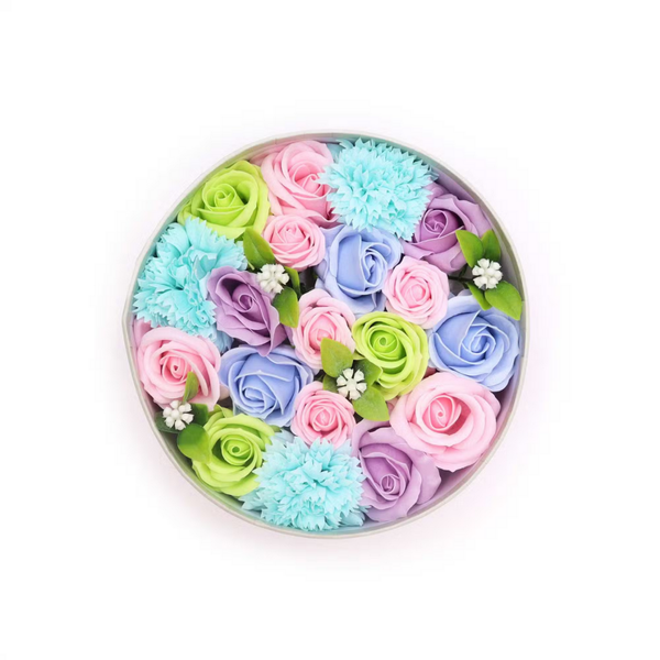 Boîte Ronde de Fleurs de Bain – Naissance Bébé Bleue