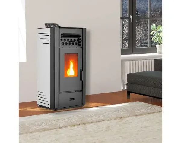 Salamandra a pellets a ar anita 10 kw branco sannover + kit chaminé