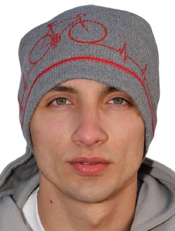 12358 IT NONONO beanie muts Bicycle grijs met zeefdruk