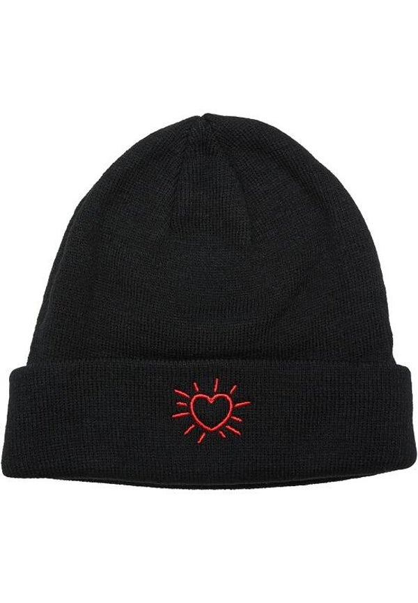 19540 Mister Tee beanie muts Glowing Heart in black