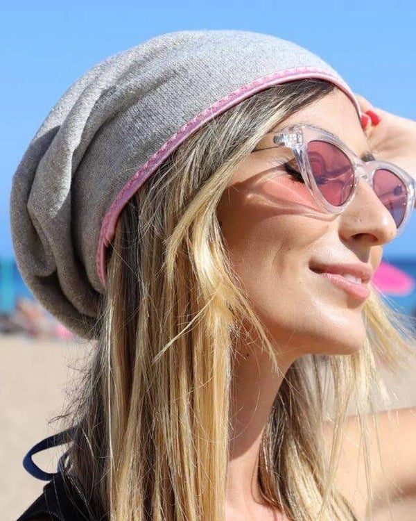 19766 IT NoNoNo slouch beanie muts pink border LXL